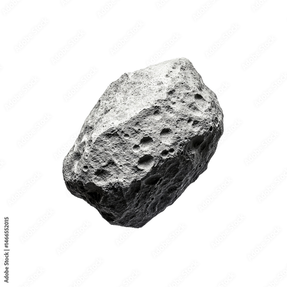 Fototapeta premium detailed, textured asteroid with rugged surface and various craters, showcasing its natural formation and characteristics. This celestial object represents beauty of space and mysteries