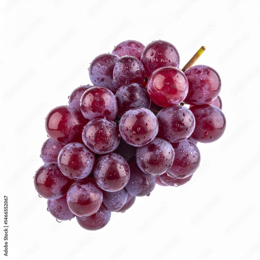 Fototapeta premium Grape Cluster with Water Mist on Isolated Background