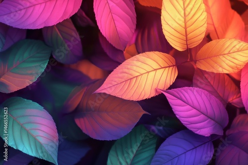 Wallpaper Mural Colorful leaves with vibrant hues illuminated in a soft glow, creating a dreamy atmosphere Torontodigital.ca