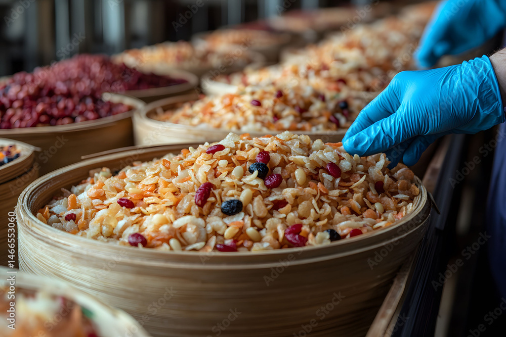 Handcrafted Traditional Dried Fruit Mix in Wooden Baskets for Culinary Delights