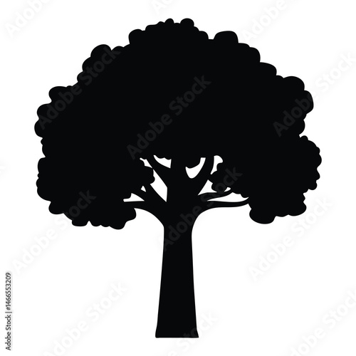 sequoia tree vector silhouette icon, black and white illustration of trees.