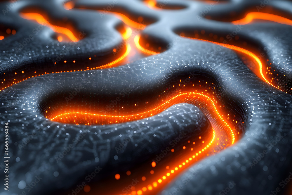 Abstract Futuristic Neon Circuit Design for Technology and Digital Art