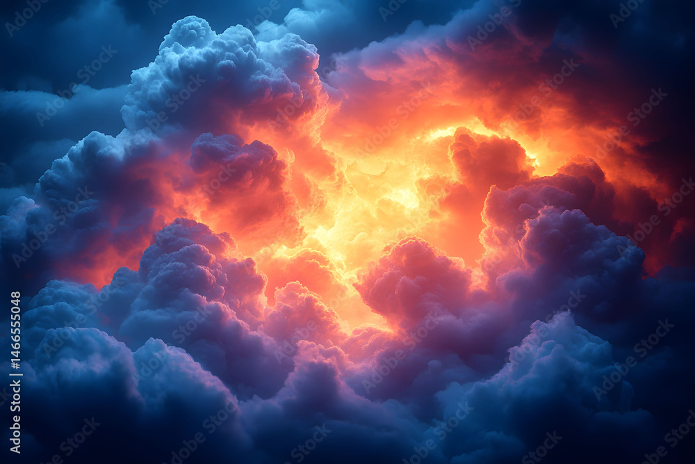 Dramatic Sky at Sunset with Fiery Clouds for Atmospheric Photography and Nature Wallpaper