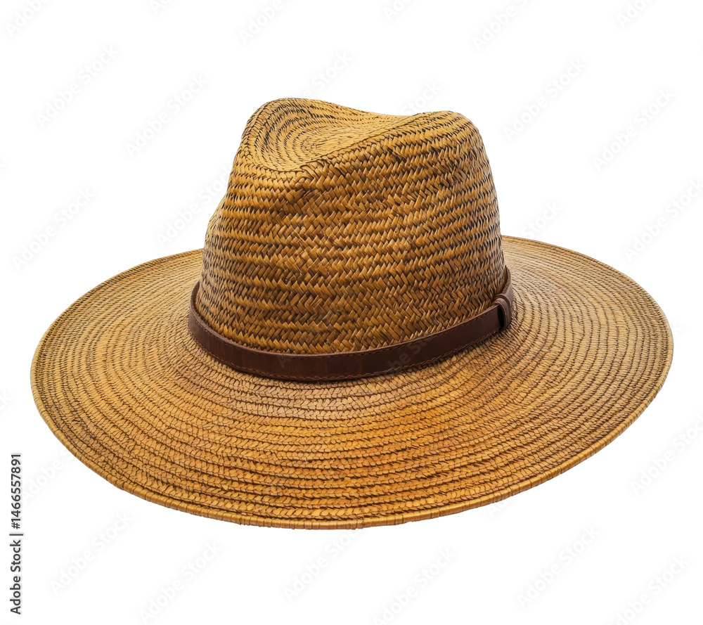 Isolated Wide Brimmed Straw Fedora Hat Isolated Wide Brimmed Straw Fedora Hat
