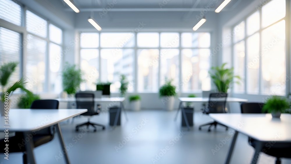 Bright minimalist office with natural light and plants Bright minimalist office with natural light and plants