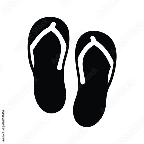 slippers vector silhouette icon, black and white illustration of footwear.