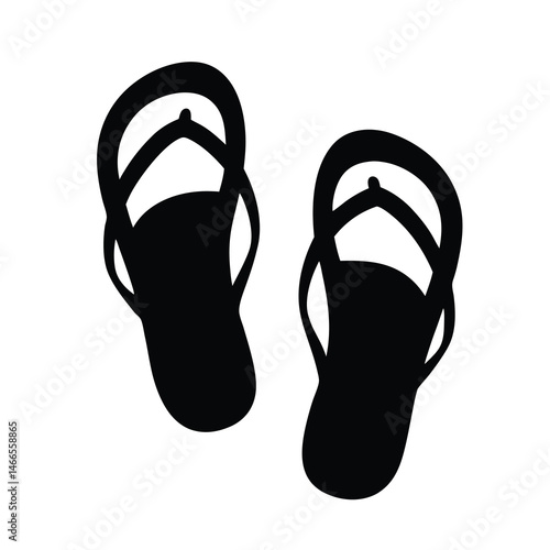 slippers vector silhouette icon, black and white illustration of footwear.
