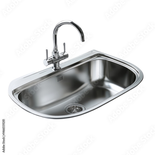  Large Undermount Sink with Deep Basin and Elegant Design on Transparent Background