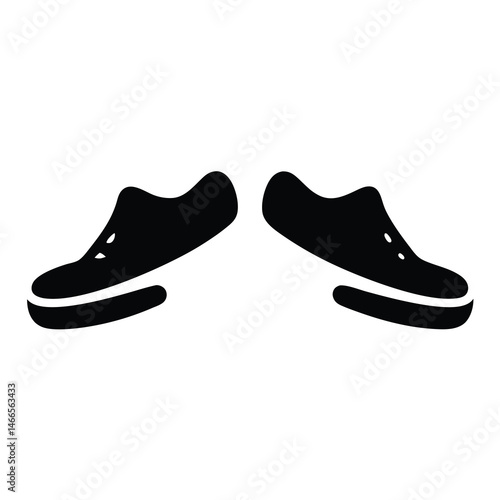 sneakers vector silhouette icon, black and white illustration of footwear.