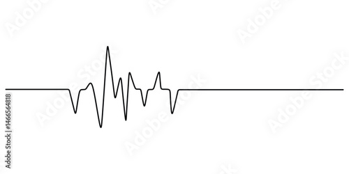Heartbeat continuous line drawing. Single line art on white background Pulse Rate Vector illustration