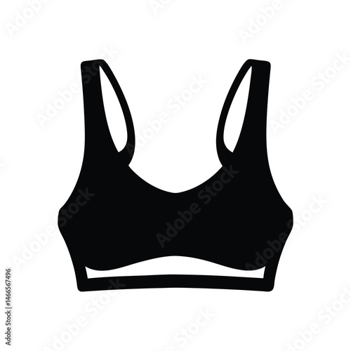 Obraz na plátně sports bra vector silhouette icon, black and white illustration of clothing