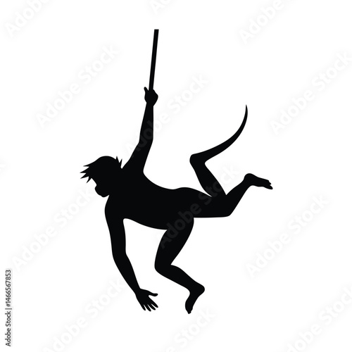 Swinging Gibbon Dynamic Vector Silhouette