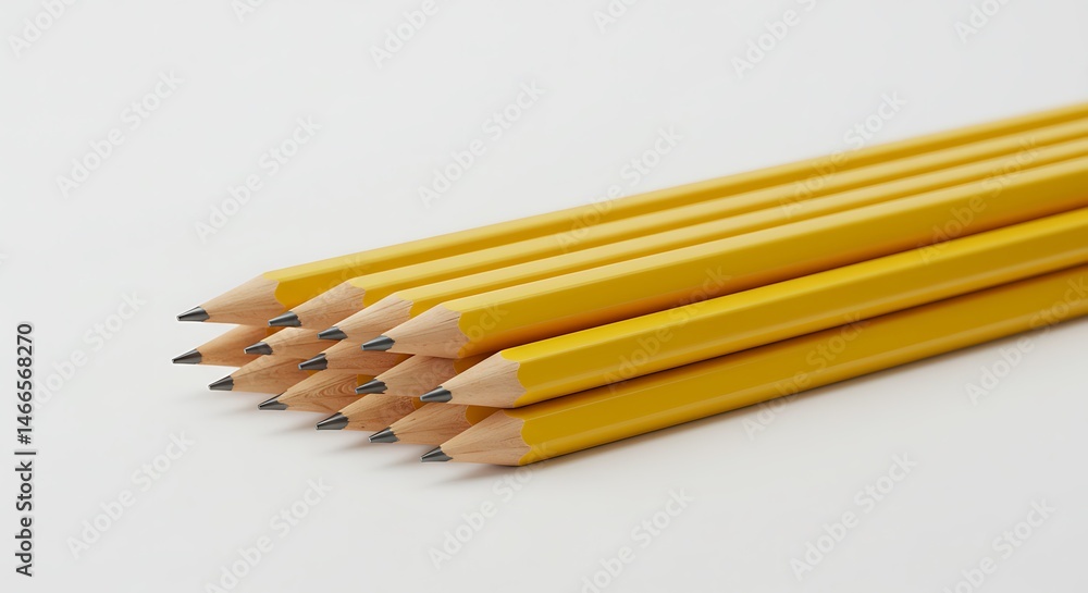 Fototapeta premium Stack of Yellow Pencils on White Background