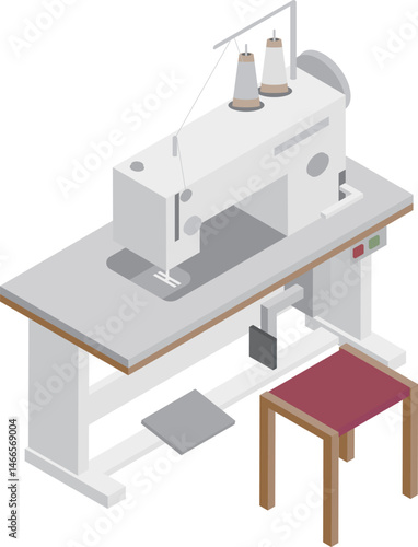 アイソメトリックな工業用ミシンのイメージ素材