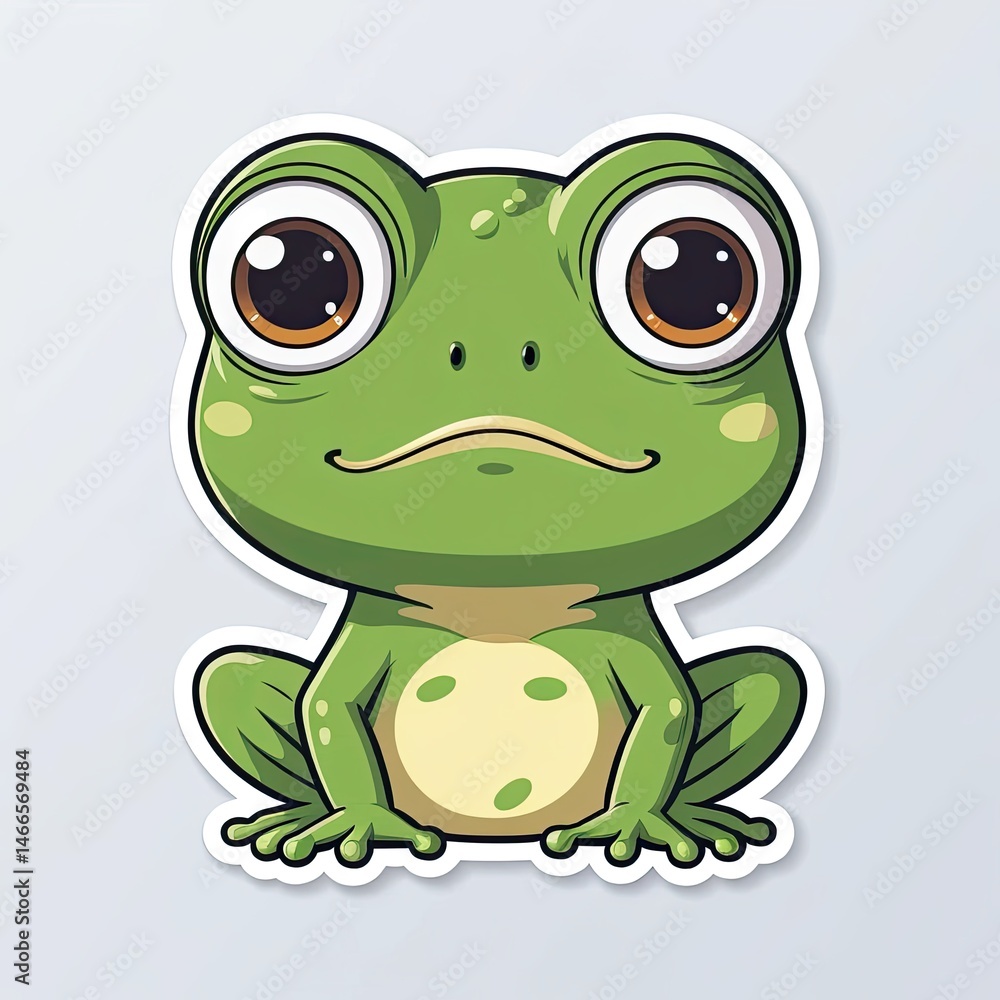 Fototapeta premium Cute Cartoon Green Frog Illustration