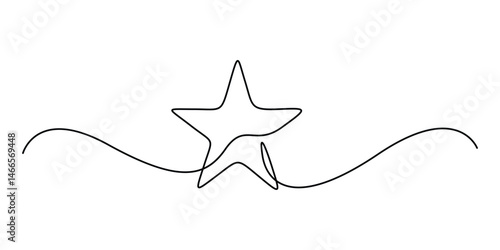 Hand drawn doodle stars illustration in continuous line arts style vector, Star continuous one line drawing vector illustration, Premium vector