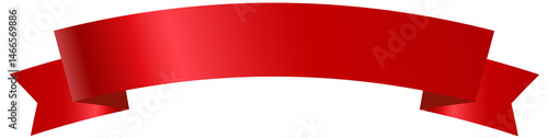 Red decorative festive ribbon for the title on a transparent background