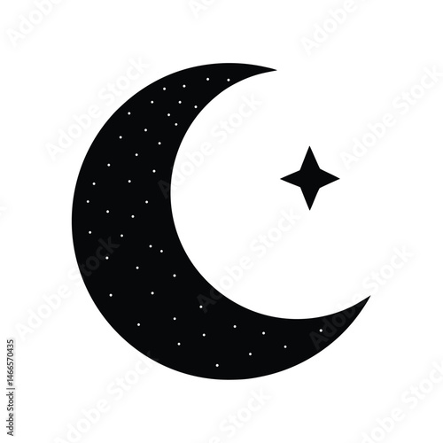 Crescent Moon Stars Minimal Vector Silhouette