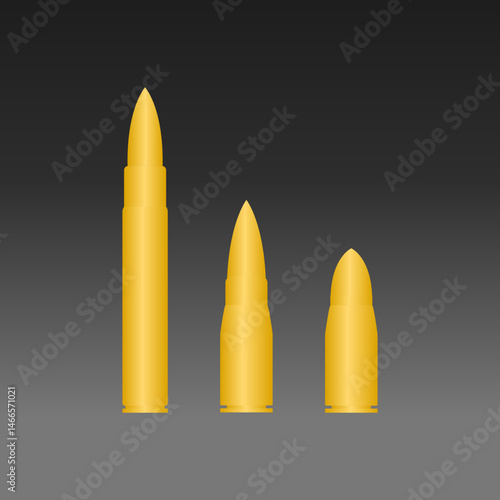 Illustration vector graphic of bullets on black background.