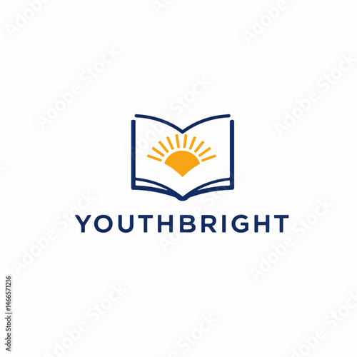 "The Bright Future of Learning: An elegant logo design, highlighting the synergy of knowledge and enlightenment through a sun-emblazoned book, ready to ignite young minds.