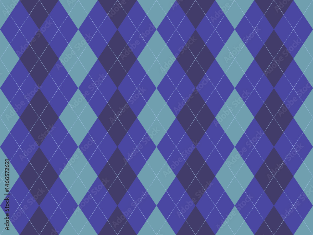 Fototapeta premium Stylish argyle pattern in calming blue and purple hues. Perfect for backgrounds, textiles, or web design projects. Subtle texture adds visual interest.