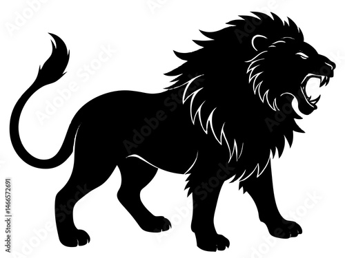 "Majestic Black and White Lion – Cinematic, Dramatic & Photorealistic Portrait"
