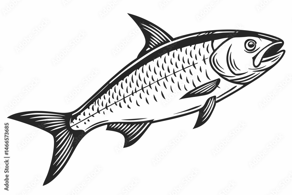 Fototapeta premium milkfish sihouette black vector