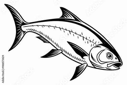 milkfish sihouette black vector