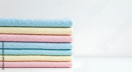 Stack of Pastel-Colored Fabric Swatches on White Background