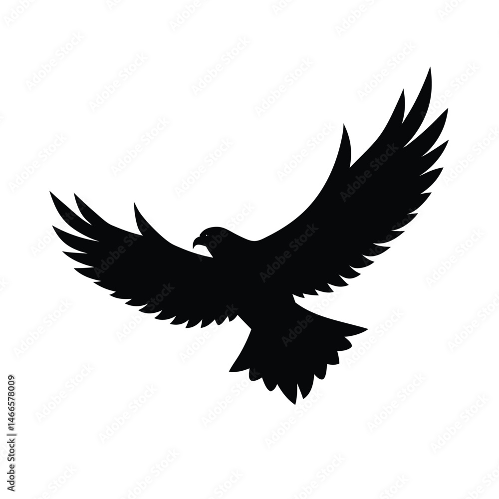 Fototapeta premium Flying Hawk Minimalist Vector Silhouette