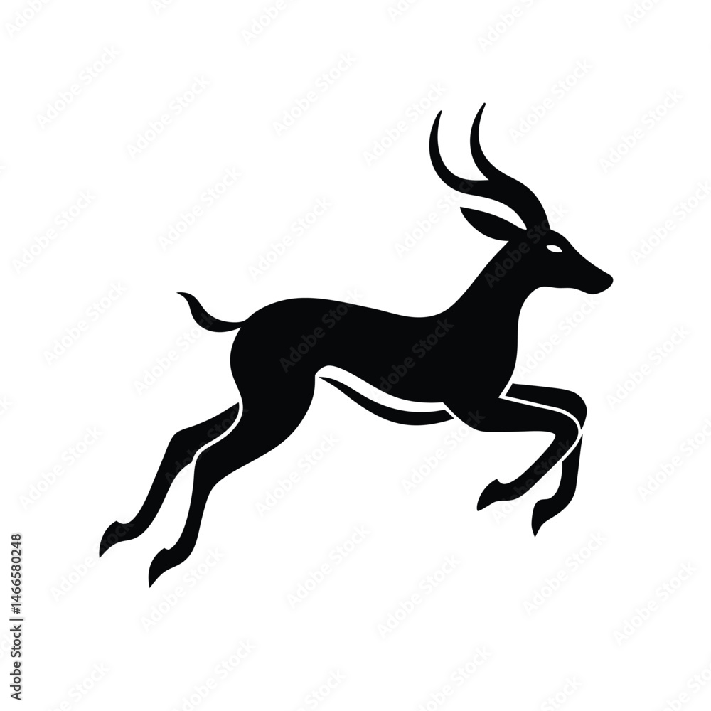 Obraz premium Leaping Antelope Minimalist Vector Silhouette