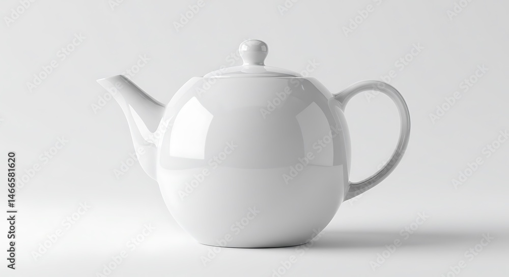 Elegant White Porcelain Teapot on White Background Elegant White Porcelain Teapot on White Background
