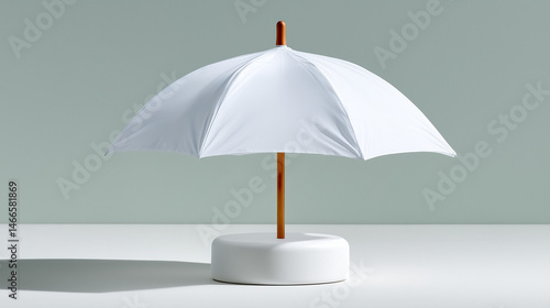 Wallpaper Mural Minimalist Composition of an Isolated White Umbrella on a Soft Gray Background with a Smooth Base Torontodigital.ca
