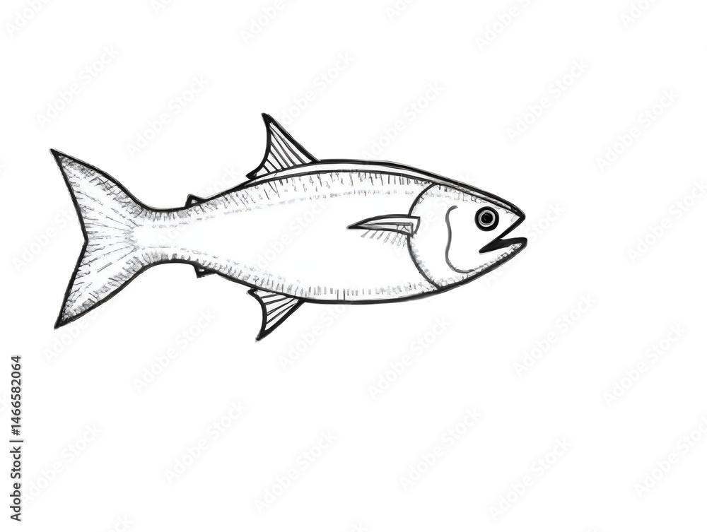 Fototapeta premium Tuna Fish Line Drawing in Style