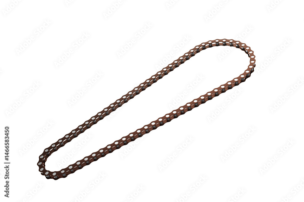 Metal Chain for Industrial or Vehicle Applications for Bicycle or Motorcycle Drive Mechanical Component: Continuous Roller Chain for Sprockets Durable Steel Link Chain on a PNG Transparent Background Metal Chain for Industrial or Vehicle Applications for Bicycle or Motorcycle Drive Mechanical Component: Continuous Roller Chain for Sprockets Durable Steel Link Chain on a PNG Transparent Background