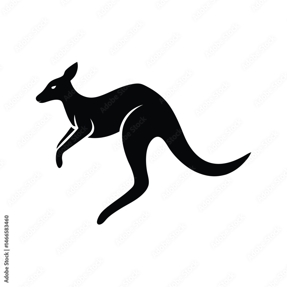 Fototapeta premium Leaping Kangaroo Minimalist Vector Silhouette