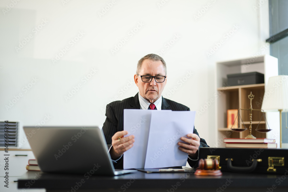 Man lawyer working and gavel, tablet, laptop in front, Advice justice and law concept.. Man lawyer working and gavel, tablet, laptop in front, Advice justice and law concept..