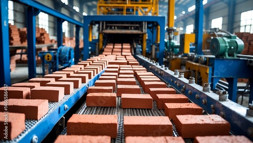 Efficient brick production line in industrial factory