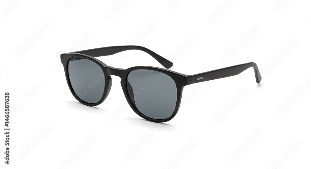 Classic Black Round Sunglasses on White Background Classic Black Round Sunglasses on White Background