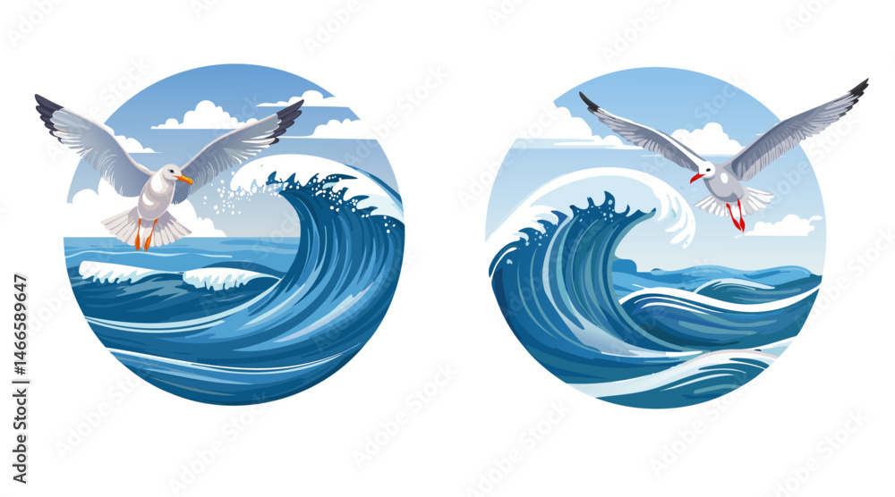 flying seagull in the sea vector logo Icon nature wildlife graphic design flying seagull in the sea vector logo Icon nature wildlife graphic design