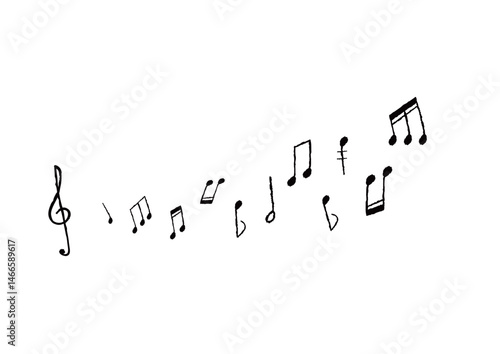 手描きのおしゃれな音符イラスト　