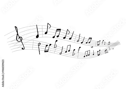 手描きのおしゃれな音符イラスト　