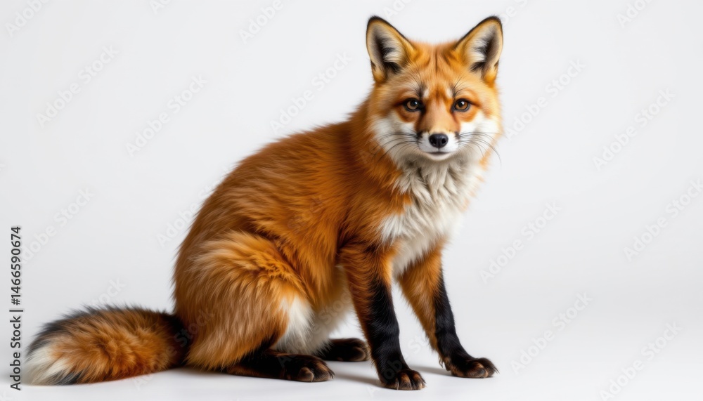 Fototapeta premium Red fox portrait studio wildlife photography neutral background close-up animal behavior