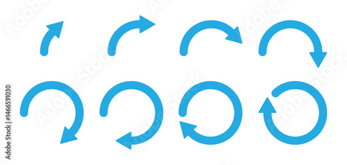 Rotation arrow vector icon with improved loading style until successful. Rotate sign with silhouette art color style. Vector illustration