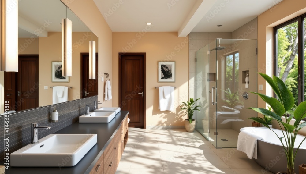 Fototapeta premium Modern bathroom design inspiration home interior photography contemporary aesthetic natural light