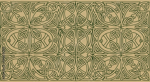 Intricate Celtic Knotwork Design: A Tapestry of Green and Beige