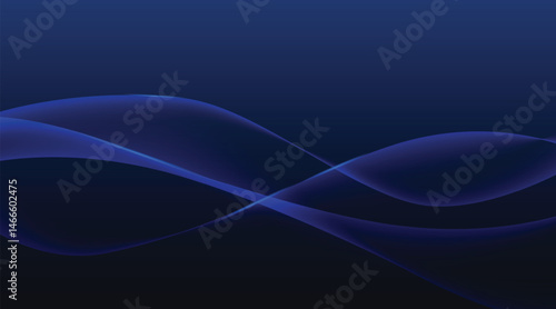 Blue lines abstract curve and wave on navy blue background