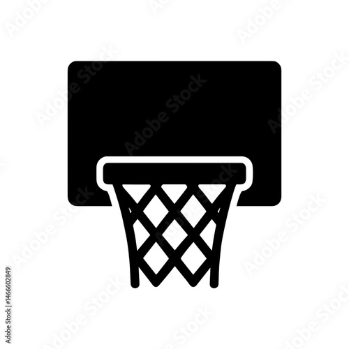 Basketball hoop icon in solid black silhouette style
