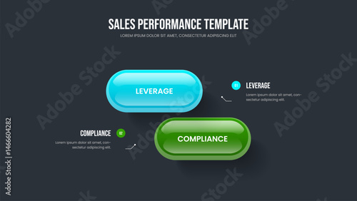 Creative Strategy Presentation Template Vector Illustration. Advertising Showcase Two Element Diagram Frame Design. Marketing Forecast 2 Step Infographic Slide Layout.
