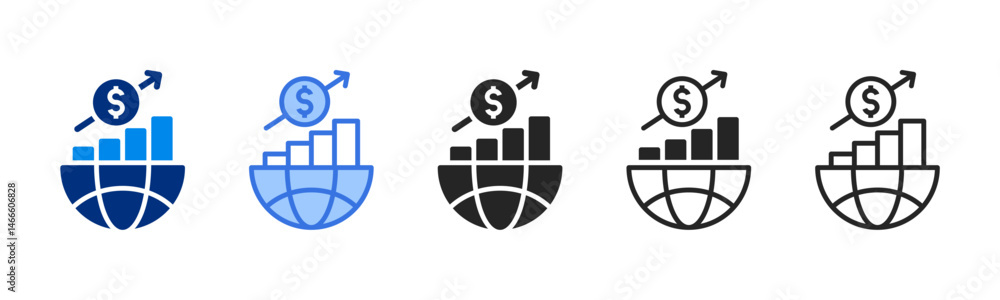 Economy icon set multiple style collection Economy icon set multiple style collection